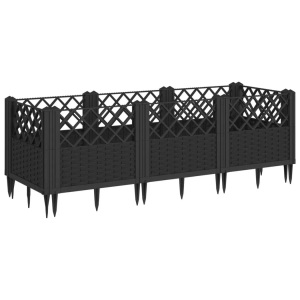 vidaXL, vidaXL Pflanzkasten mit Erdspießen Schwarz 123,5x43,5x43,5 cm PP, vidaXL Pflanzkasten mit Erdspießen Schwarz 123,5x43,5x43,5 cm PP
