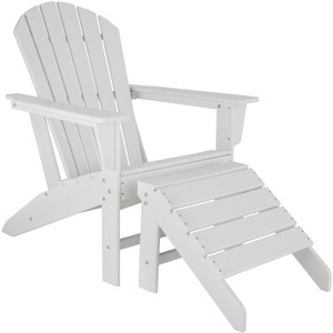 TecTake, Gartenstuhl Mit Fussablage Unisex Weiss, 