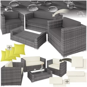 TecTake, Rattan Lounge mit Aluminiumgestell München inkl. Bezüge in 2 Farben Rattan Lounge mit Aluminiumgestell München inkl. Bezüge in 2 Farben