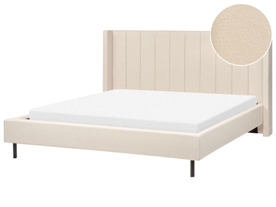 Beliani, Bett mit Lattenrost aus Bouclé Modern VILLETTE Bett mit Lattenrost aus Bouclé Modern VILLETTE, Beliani - Bett mit Lattenrost aus Bouclé Glamourös VILLETTE, 180x200 cm, Baumnuss