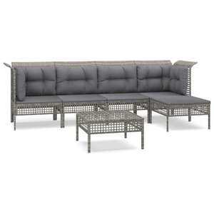 vidaXL, vidaXL 6-tlg. Garten-Lounge-Set mit Kissen Grau Poly Rattan