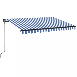 vidaXL, vidaXL Gelenkarmmarkise Einziehbar mit LED 350x250 cm Blau und Weiß, vidaXL Markise Manuell Einziehbar mit LED 350x250 cm Blau und Weiß