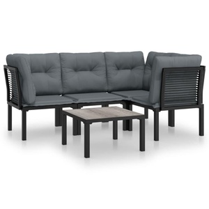 vidaXL, vidaXL 5-tlg. Garten-Lounge-Set Schwarz und Grau Poly Rattan
