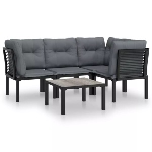vidaXL, vidaXL 5-tlg. Garten-Lounge-Set Schwarz und Grau Poly Rattan