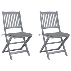 vidaXL, vidaXL Klappbare Gartenstühle 2 Stk. mit Kissen Massivholz Akazie, vidaXL Klappbare Gartenstühle 2 Stk. mit Kissen Massivholz Akazie