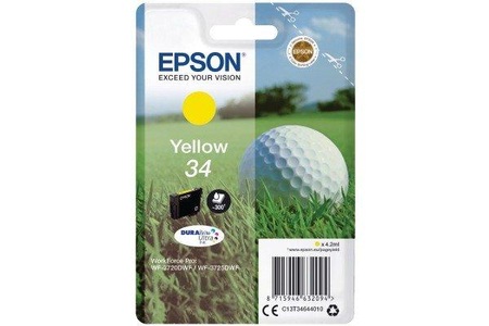 Epson, Original Tintenpatrone yellow Epson No. 34, T346440, Epson Tintenpatrone, gelb, T346440, (300 Seiten)