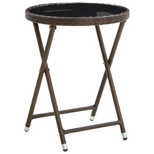 vidaXL, vidaXL Beistelltisch Braun 60 cm Poly Rattan und Hartglas