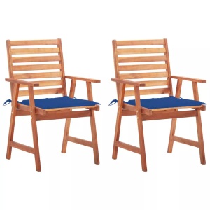 vidaXL, vidaXL Garten-Essstühle 2 Stk. mit Kissen Massivholz Akazie, vidaXL Garten-Essstühle 2 Stk. mit Kissen Massivholz Akazie