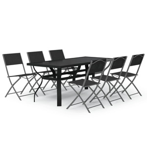 vidaXL, vidaXL 7-tlg. Garten-Essgruppe Grau und Schwarz