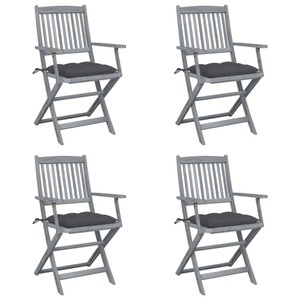 vidaXL, vidaXL Klappbare Gartenstühle 4 Stk. mit Kissen Massivholz Akazie