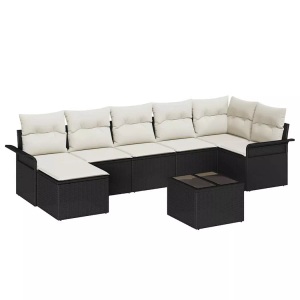 vidaXL, VidaXL - Gartensofa-set poly-rattan, One Size, Schwarz