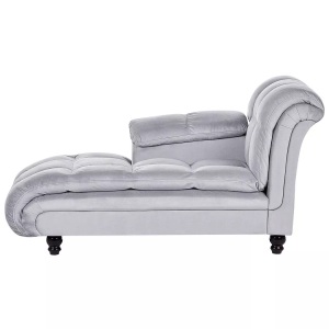 Beliani, Chaiselongue aus Samtstoff Modern LORMONT Chaiselongue aus Samtstoff Modern LORMONT, Beliani - Rechtsseitige Chaiselounge aus Samtstoff Glamourös LORMONT, One Size, Rauch