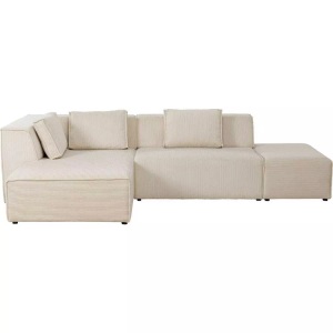 Kare Design, Ecksofa Infinity Ottomane Cord creme links, KARE Design - Ecksofa Infinity Ottomane Cord creme links, One Size, Weiss