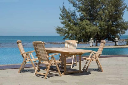 mutoni trend, Garten Sitzgruppe (5-tlg) Teakholz 240x100 natur, Garten Sitzgruppe Teakholz 240x100 natur (5-tlg)