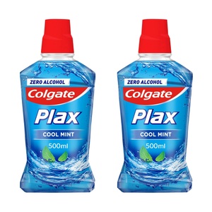Colgate, Colgate Mundspülung Plax Cool Mint Duo Pack Damen 2X500ML, Colgate - Plax Cool Mint Mundspülung Ohne Alkohol, Langanhaltender Frischer Atem Gegen Mundgeruch Duo, Mint, 2x500ml