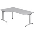 undefined, Schreibtisch Akzent, Winkelform 90 °, C-Fuss-Gestell, BxT 2.000 x 1.200 mm, grau
