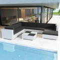 Diverse Hardware, 8-tlg. Garten-Lounge-Set mit Auflagen Poly Rattan Weiss