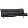 Diverse Hardware, Schlafsofa mit zwei Kissen Kunstleder Verstellbar Schwarz