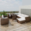Diverse Hardware, 10-tlg. Garten-Lounge-Set mit Auflagen Poly Rattan Braun