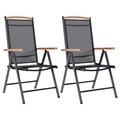 vidaXL, vidaXL Gartenstühle Klappbar 2 Stk. Aluminium und Textilene Schwarz