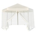 vidaXL, vidaXL Sechseckiges Pop-Up Festzelt 6 Seitenwände Cremeweiß 3,6×3,1 m
