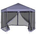vidaXL, vidaXL Sechseckiges Pop-Up Festzelt 6 Seitenwände Dunkelblau 3,6×3,1 m
