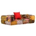 Diverse Hardware, 2-Sitzer Modulares Sofa mit Armlehnen Stoff Patchwork