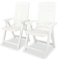 vidaXL, vidaXL Verstellbare Gartenstühle 2 Stk. Kunststoff Weiß