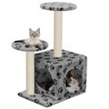 vidaXL, vidaXL Katzenbaum mit Sisal-Kratzsäule 60 cm Grau Pfoten-Aufdruck