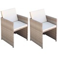 vidaXL, vidaXL Gartenstühle 2 Stk. mit Polstern und Kissen Poly Rattan Beige