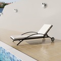 Diverse Hardware, Sonnenliege mit Polster & Rollen Poly Rattan Schwarz