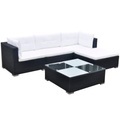 vidaXL, vidaXL 5-tlg. Garten-Lounge-Set mit Kissen Poly Rattan Schwarz