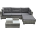 vidaXL, vidaXL 5-tlg. Garten-Lounge-Set mit Kissen Poly Rattan Grau