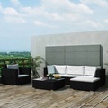 vidaXL, vidaXL 6-tlg. Garten-Lounge-Set mit Kissen Poly Rattan Schwarz