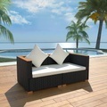 Diverse Hardware, Gartensofa Poly Rattan Schwarz