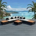 Diverse Hardware, 8-tlg. Garten-Lounge-Set mit Auflagen Poly Rattan Schwarz