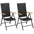 vidaXL, vidaXL Stapelbare Gartenstühle 2 Stk. Poly Rattan Schwarz