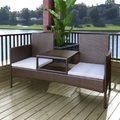 Diverse Hardware, 2-Sitzer-Gartensofa mit Teetisch Poly Rattan Braun