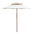 vidaXL, vidaXL Doppeldeck Sonnenschirm 270×270 cm Holzstange Cremeweiß