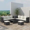 vidaXL, vidaXL 8-tlg. Garten-Lounge-Set mit Kissen Poly Rattan Schwarz