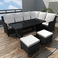 vidaXL, vidaXL 4-tlg. Garten-Lounge-Set mit Auflagen Poly Rattan Schwarz