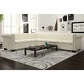 Diverse Hardware, Chesterfield Ecksofa 6-Sitzer Kunstleder Weiss