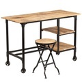 Diverse Hardware, Schreibtisch mit Klapphocker Mangoholz Massiv 115x50x76 cm