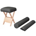 Diverse Hardware, Massage-Klapphocker 12 cm Dicker Sitz + 2 Nackenrollen Schwarz