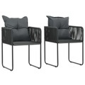 vidaXL, vidaXL Gartenstühle 2 Stk. mit Polstern Poly Rattan Schwarz
