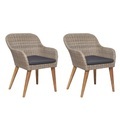 vidaXL, vidaXL Gartenstühle mit Polstern 2 Stk. Poly Rattan Braun