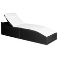 Diverse Hardware, Sonnenliege mit Polsterauflage Poly Rattan Schwarz