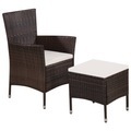 Diverse Hardware, Gartenstuhl und Hocker mit Polstern Poly Rattan Braun