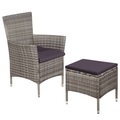 Diverse Hardware, Gartenstuhl und Hocker mit Polstern Poly Rattan Grau