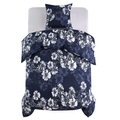 vidaXL, vidaXL Bettwäsche-Set Blumenmuster Marineblau 140x220/60x70 cm